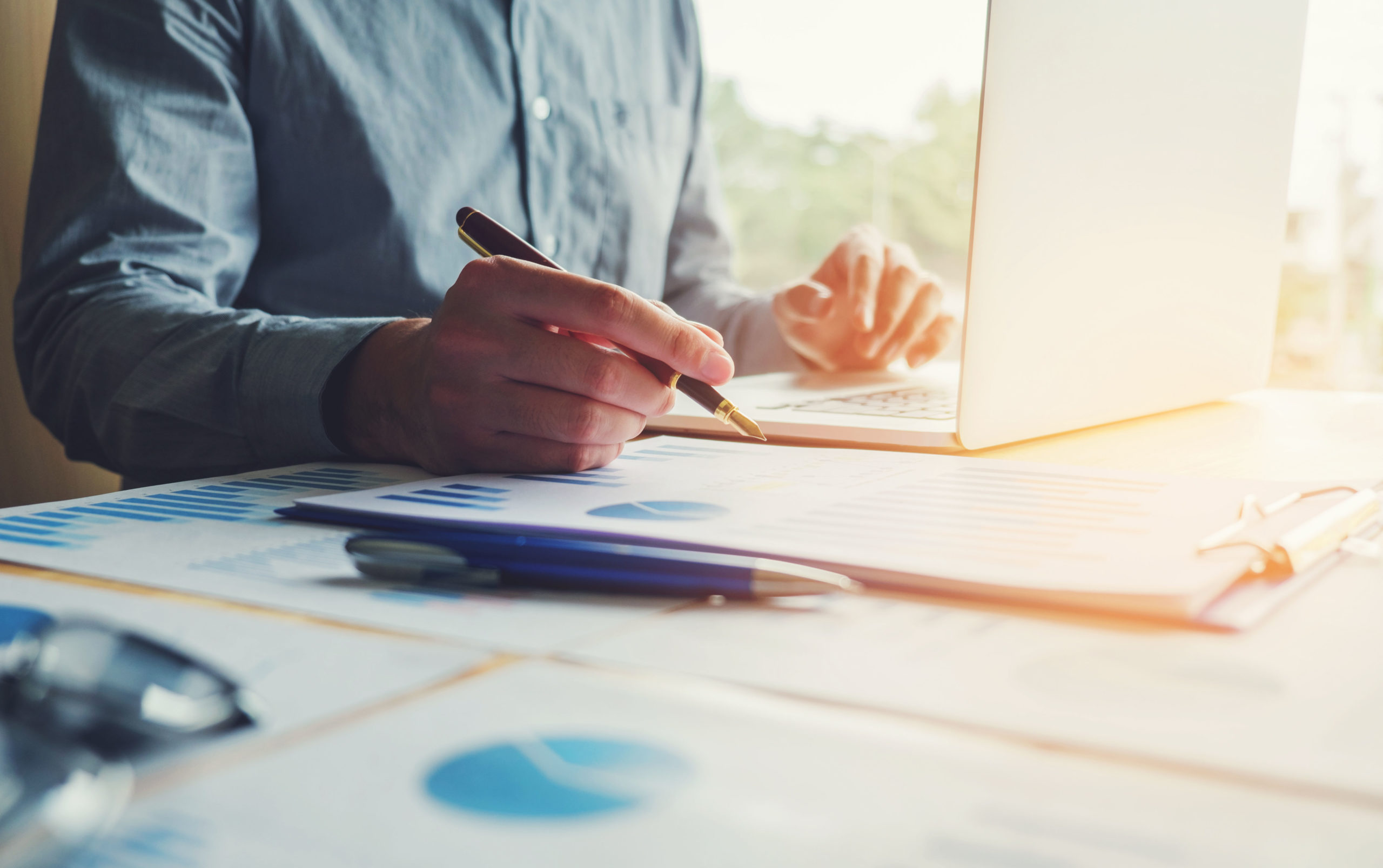 Business Man working with blank screen