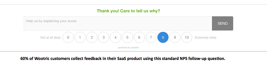 60% of all Wootric customers use this standrd follow-up NPS question
