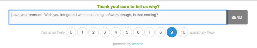 Wootric NPS Survey - Feedback Screen