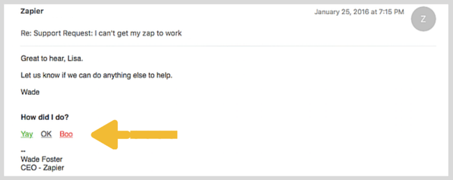 Feedback survey embedded in email