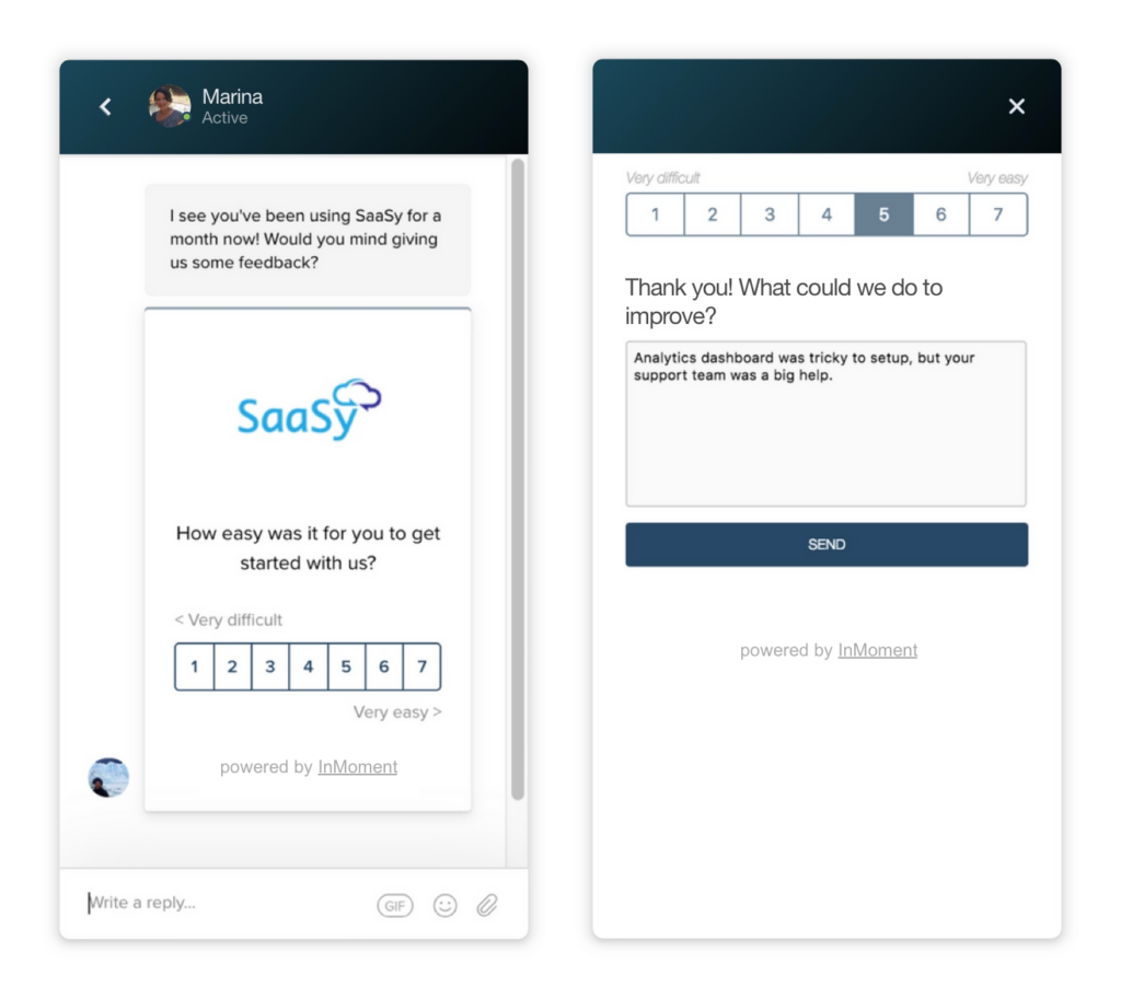 Image of a Customer Effort Score Customer Experience Survey via Chat