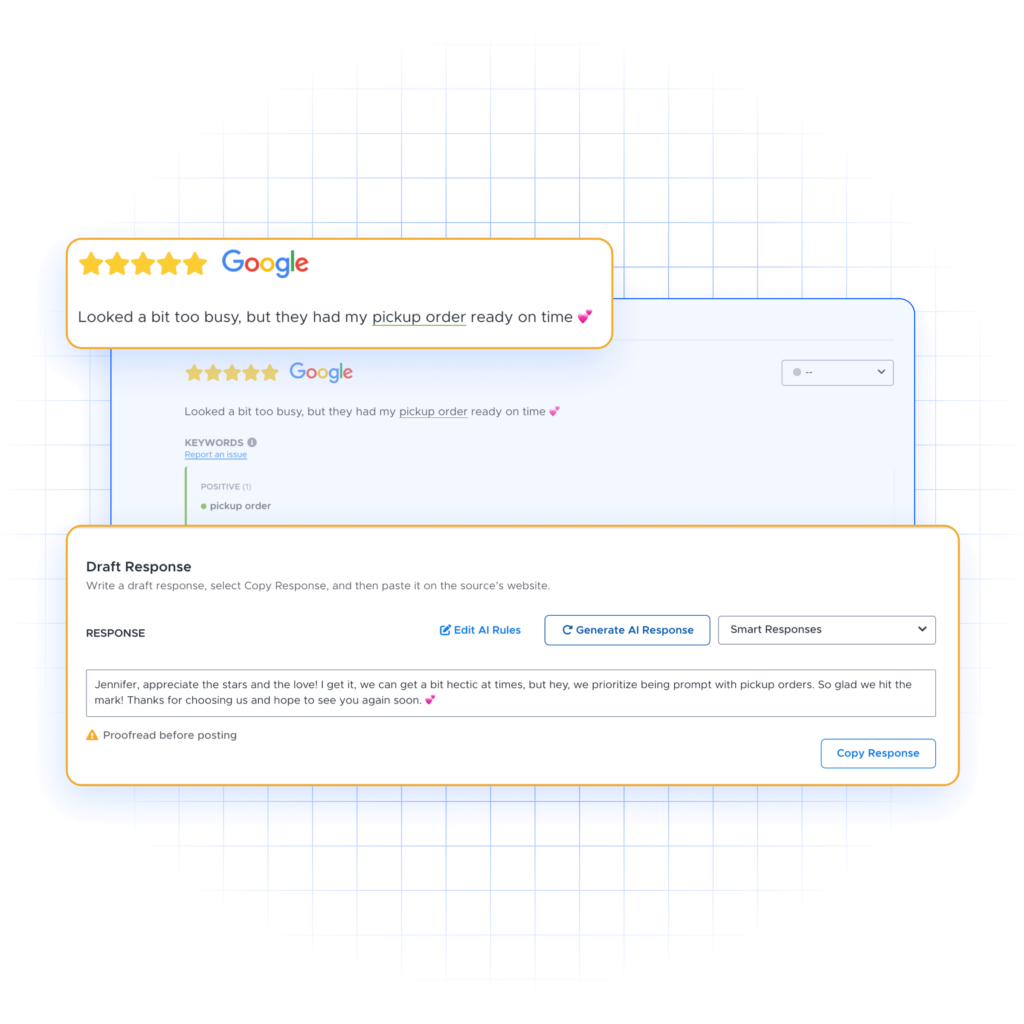 AI generating responses to Google reviews. 