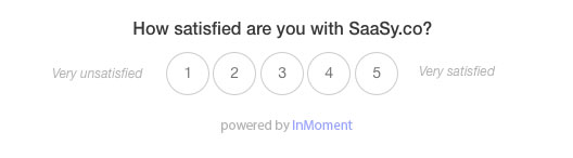 An example of a CSAT survey. The heading reads "How satisfied are you with SaaSy.co?" And there is a scale from 1-5 below it. 