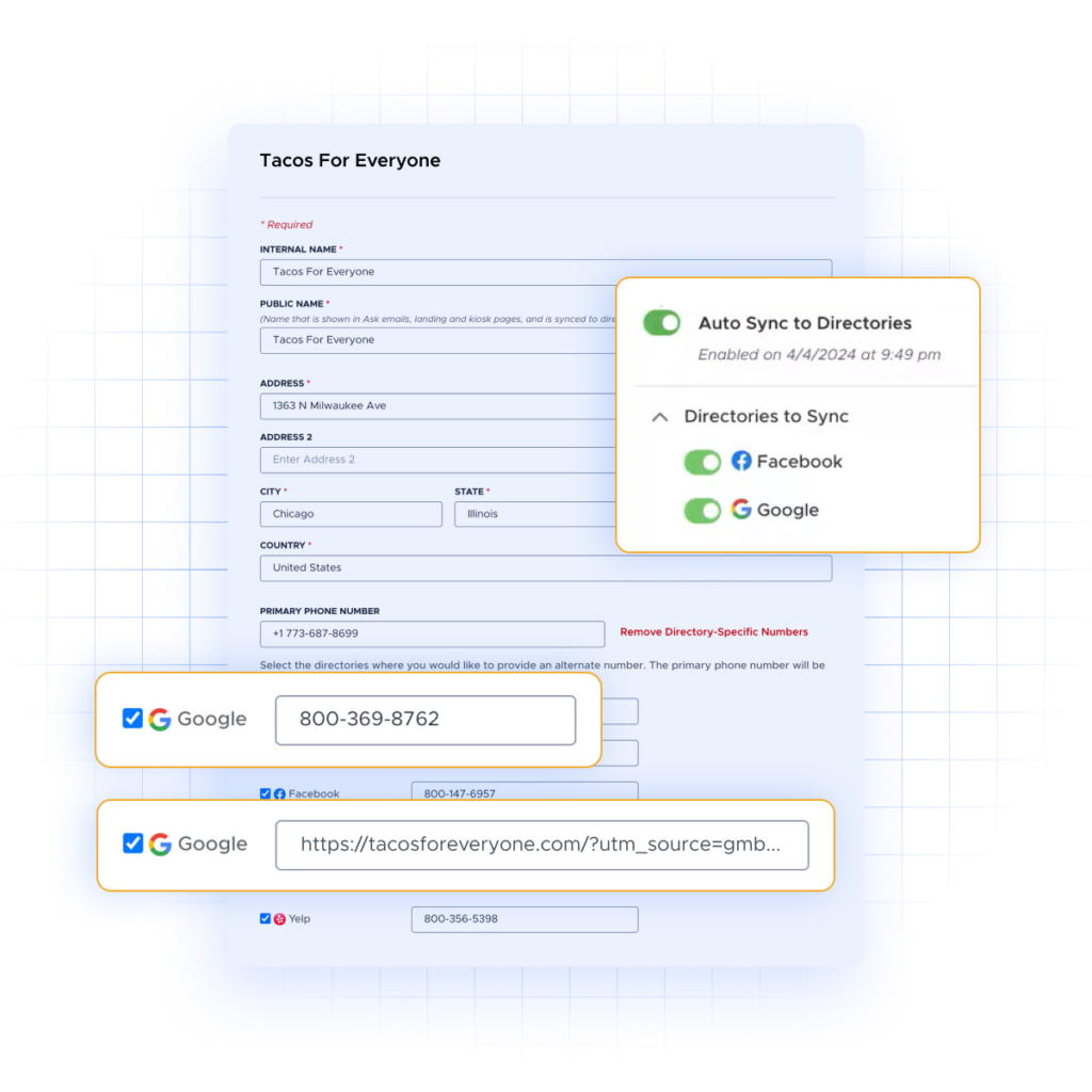 Local listings management software that allows you to edit business information by location