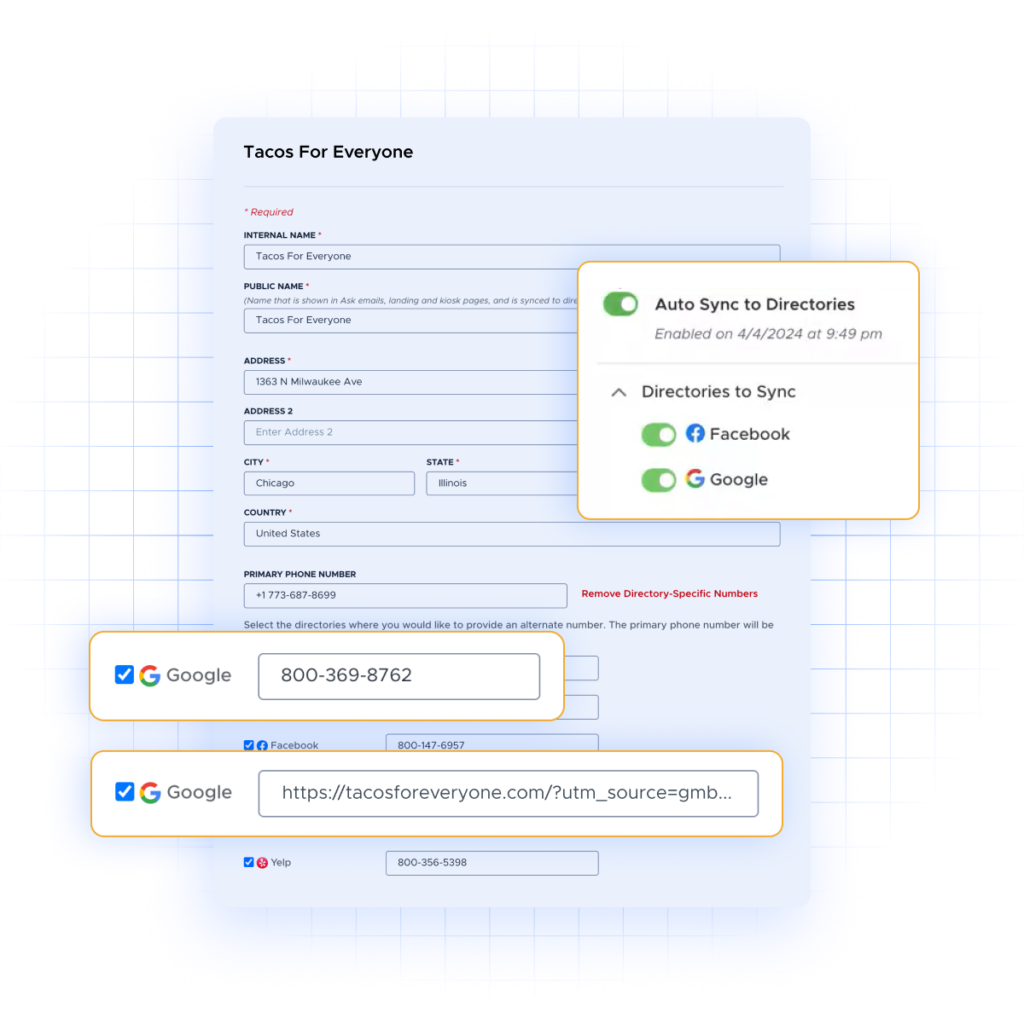 Synced directory updates within InMoment's platform. 