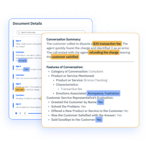 AI generated conversation summary that highlights customer insights.