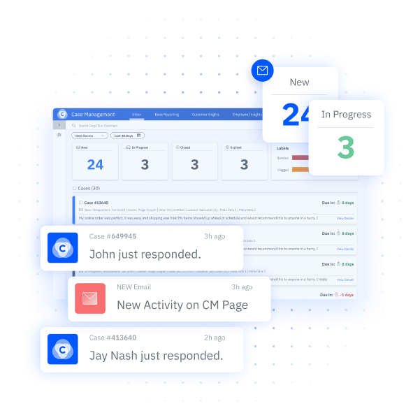 Case management tracking dashboard in InMoment's XI Platform