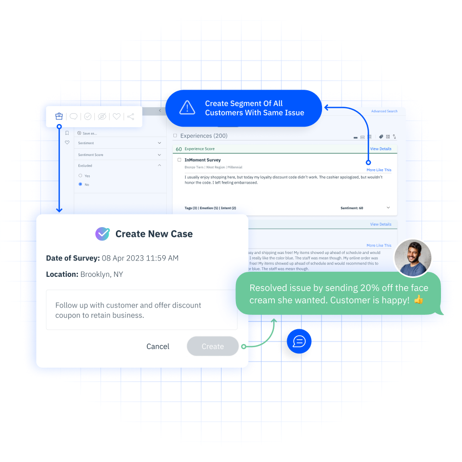 Customer segmentation and issue resolution within the InMoment XI Platform. 