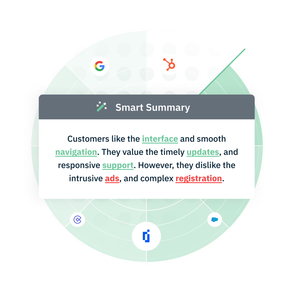 Smart Summary in InMoment's platform that summarizes large volumes of customer feedback. 